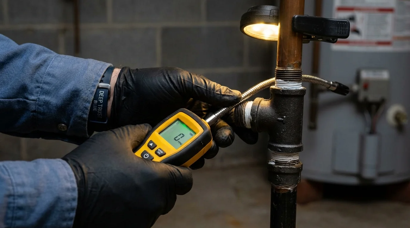 Gas leak detection with electronic sniffer by Johns Plumbing LLC in Comer